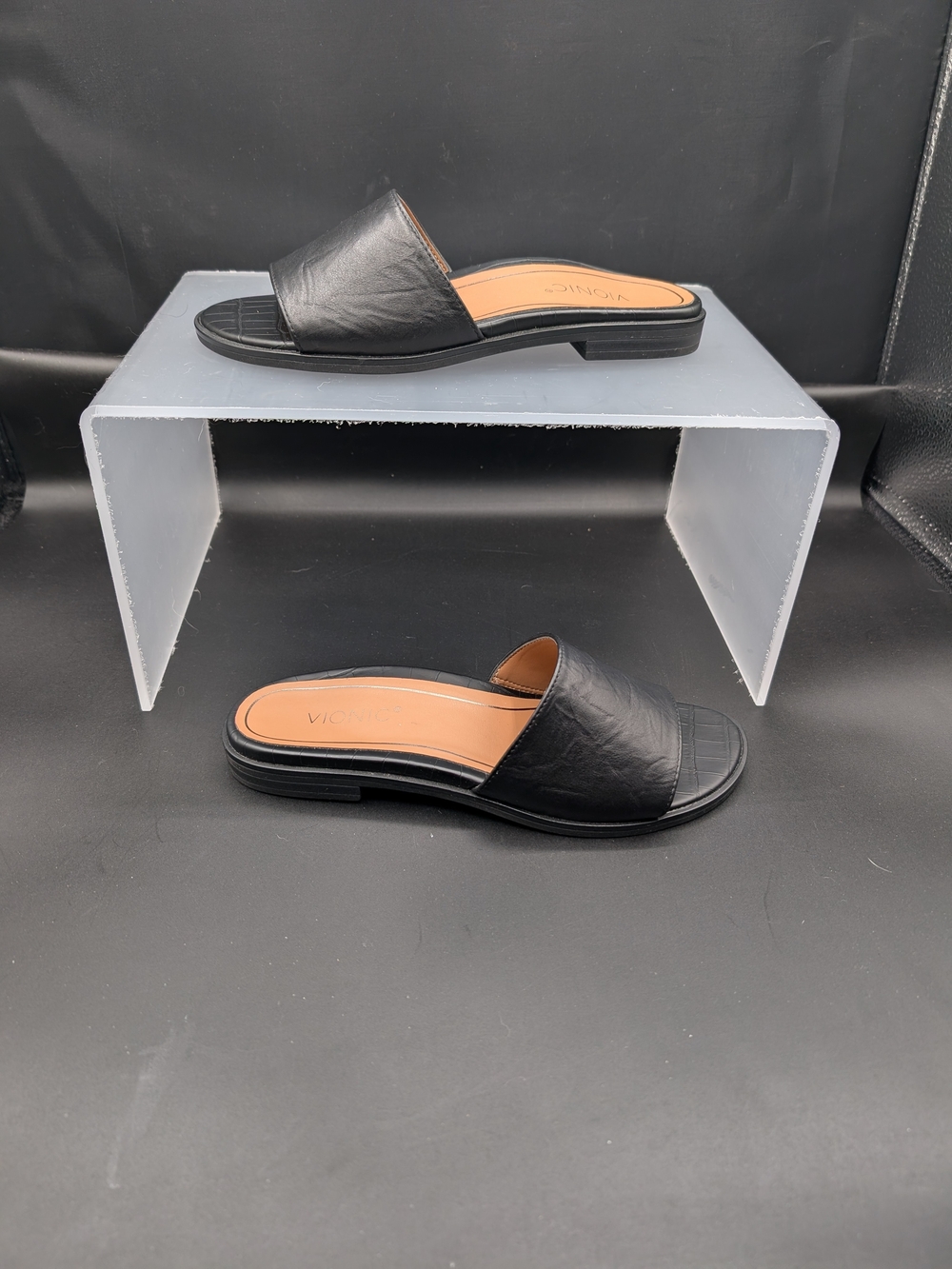 Vionic Black Slide Sandals
